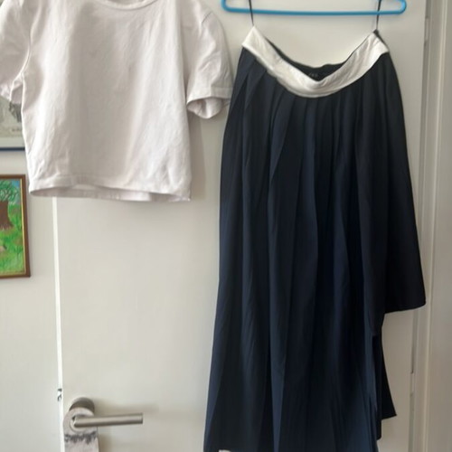Zara skirt no S with blue and black colors, new, blouse included