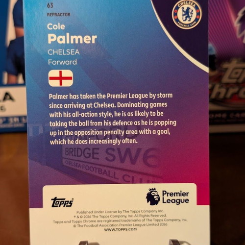 2025-26 Topps Chrome Premier League Cole Palmer Refractor card like new