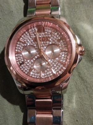 Breeze women's wristwatch, silver and rose gold, with crystals