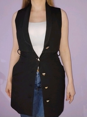 Zara black sleeveless vest like new with gold buttons, size S