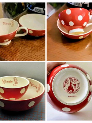 Minnie Breakfast Set 4pcs from Disneyland Paris new ceramic