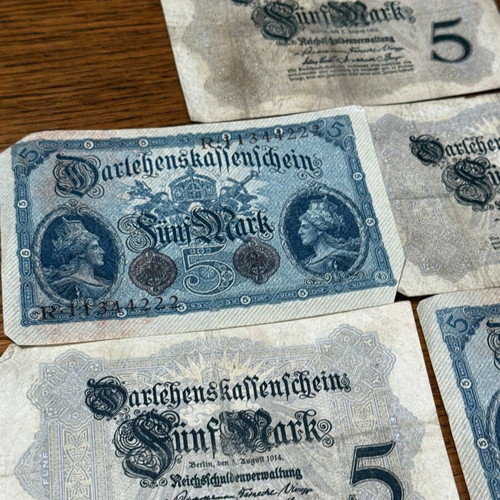 5 mark 1914 banknote lot of 14