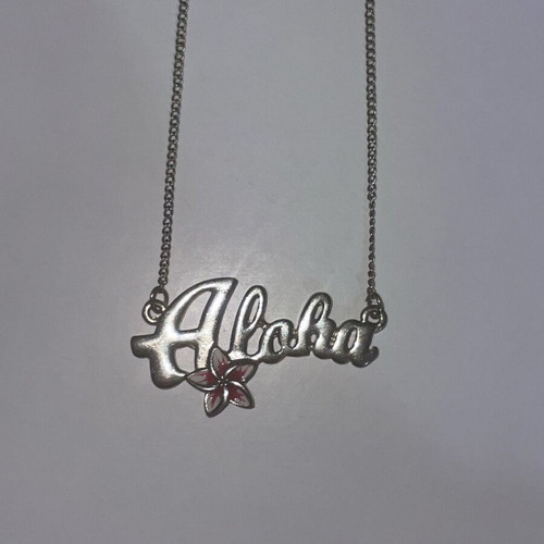 Aloha necklace like new with pink plumeria