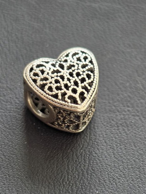 Pandora heart charm, silver