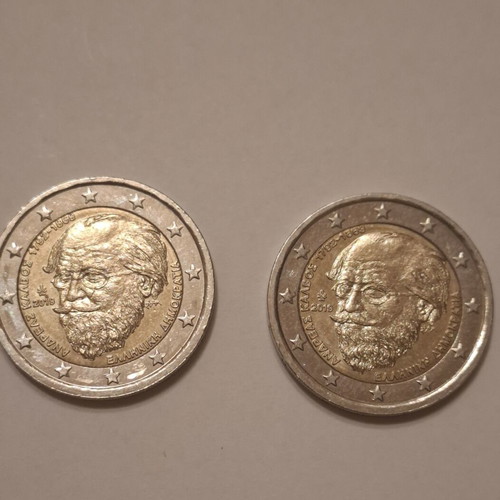 Two Andreas Kalvos Commemorative 2 Euro Coins like new