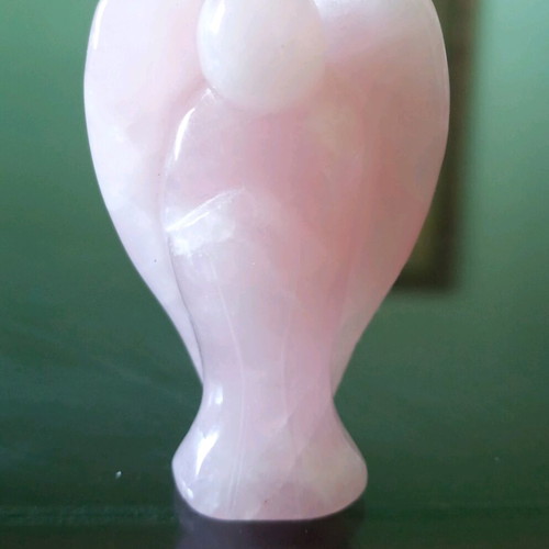 Rose quartz angel hand carved semi-precious stone like new