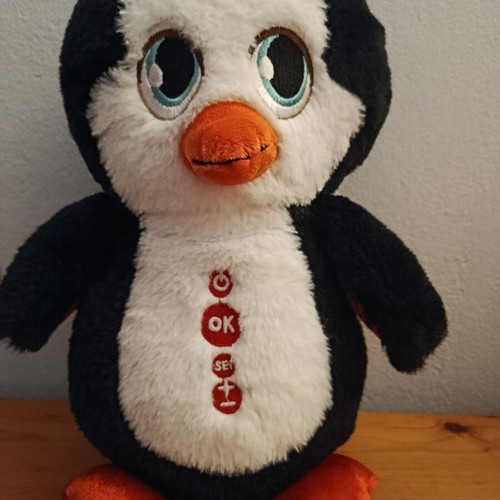 Talking Penguin plush toy like new, interactive and alarm clock