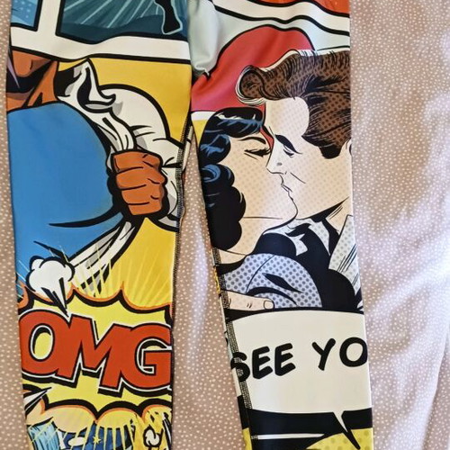 Retro leggings used, elastic, multicolor, size M