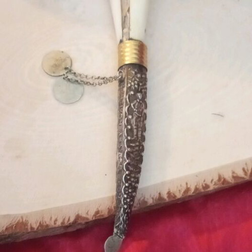 Silver 900 Cretan decorative knife like new with bone handle