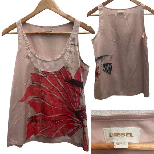 Diesel Pink Graphic Print Tank Top used, size S