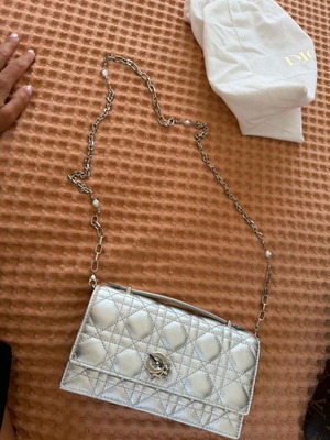 Dior My Dior Mini Bag, iridescent metallic silver cannage lambskin