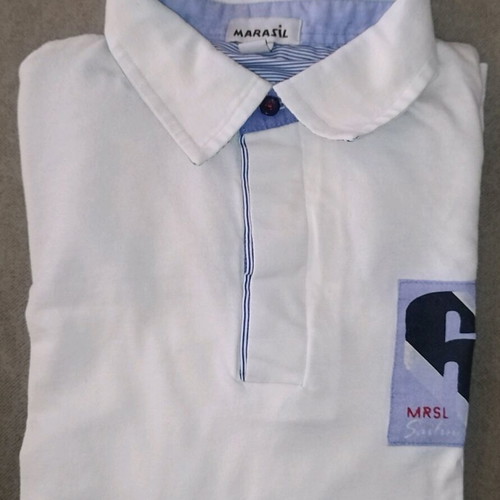 Marasil long-sleeve polo shirt white like new, size 140 cm