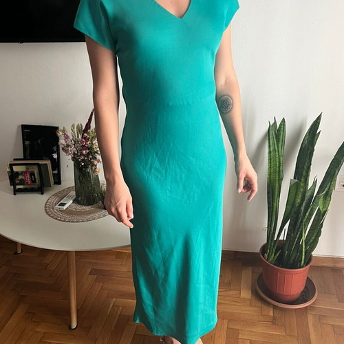Maxi dress satin BSB like new, turquoise, size L