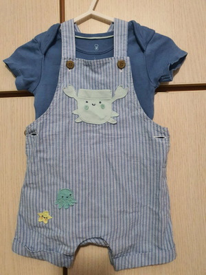 Καλοκαιρινό σετ σαλοπέτα για αγόρι Mothercare σαν καινούργιο, 1-3 μηνών
