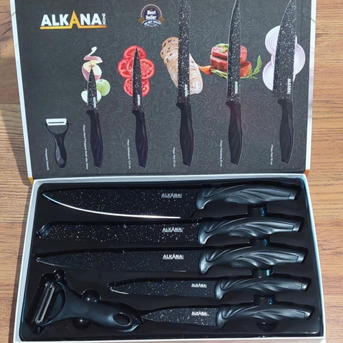 Alkana 6-Piece Knife Set with Marble Coating, New