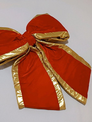 Christmas bow velvet red with gold ribbon like new