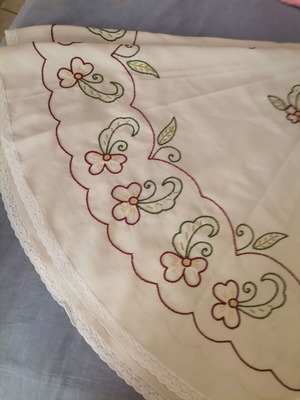 Handmade tablecloth used with stain