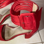 Red sandals like new, size 40, 10cm heel