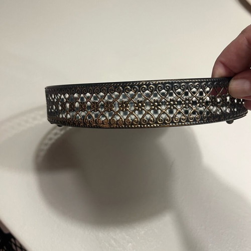 Candle holder like new, metal with mirror 19 cm diameter