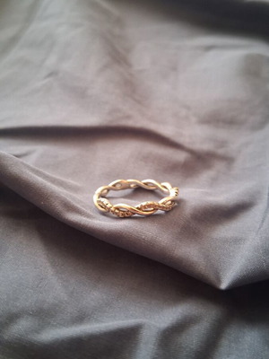 Silver braided ring with zircon, size 7