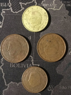 Belgium coin set used, 10c 1999, 5c 1999 x2, 2c 2003