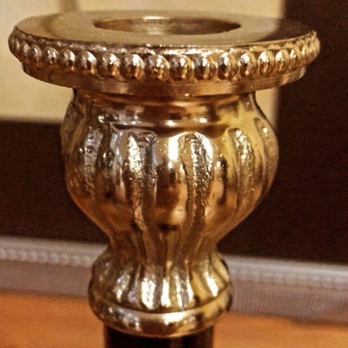 High Aesthetic Black/Gold Candlestick 20cm New