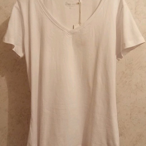 Admiral White Women's T-Shirt V-Neck Size L New 100% Cotton