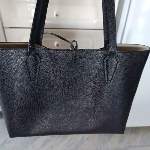 Guess Black Tote Shoulder Bag used, eco leather, beige details