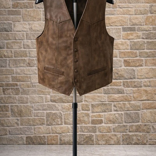 Men's Suede Vest with Leather Details Size XL Like New