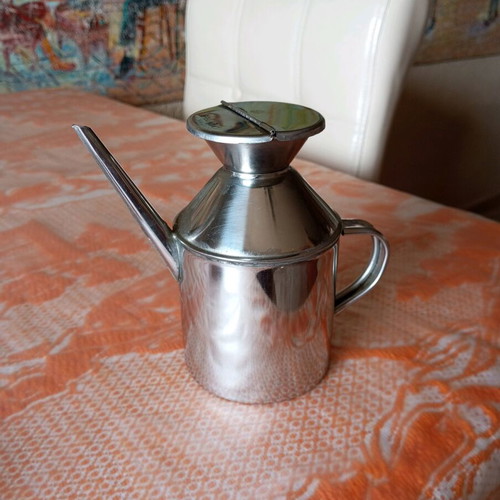 Small stainless steel oil can like new, height 0.13