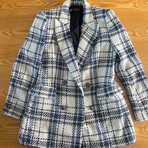Zara Tweed Checked Blazer jacket, size L