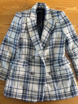 Zara Tweed Checked Blazer jacket, size L