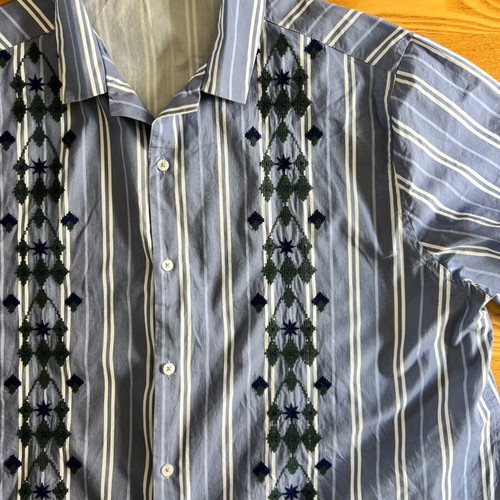 Striped shirt with embroidery XXL like new, turquoise