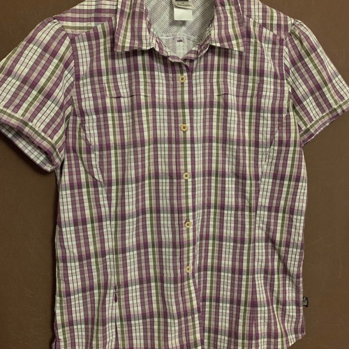 The North Face shirt used, women's large, white and purple