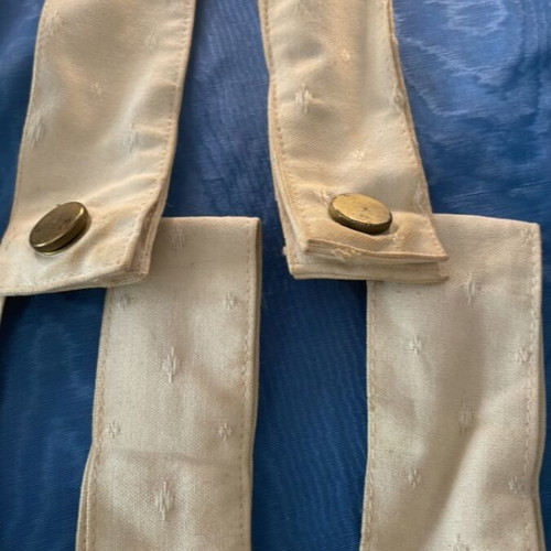 Beige fabric ties like new, set of 6 with metal fasteners