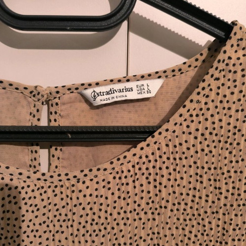 Stradivarius long-sleeve lightweight blouse like new, black and beige
