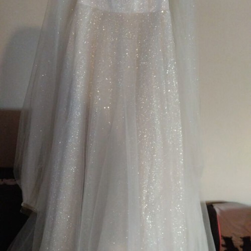 Wedding dress strapless glitter with long veil like new, size M 38 10
