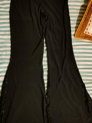 Bell-bottom pants black like new, size M/L with lace