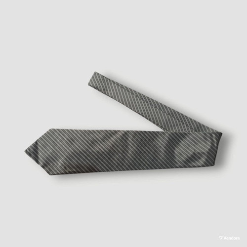 Lanvin Paris 100% Pure Silk Tie, grey silver diagonal stripes
