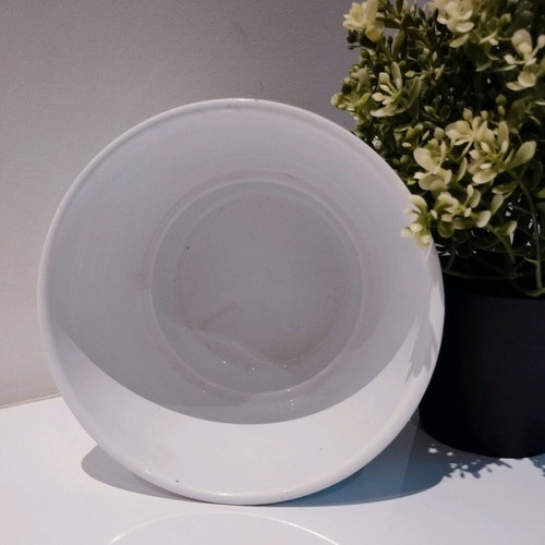 IKEA white ceramic flowerpot with embossed stripes like new