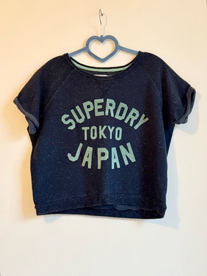 Superdry crop φούτερ σαν καινούργιο, γκρι και μπλε, μέγεθος M