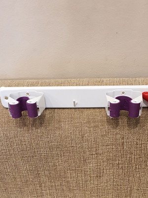 Wall Mount Organizer for Brooms and Tools with 2 Slots and Hook like new