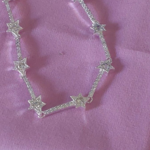 A.L.E. silver bracelet with star design and white zirconia, size 18-21