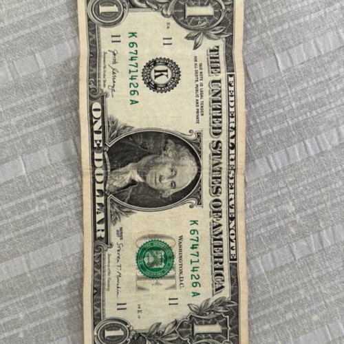 One Dollar Bill used with rare serial number