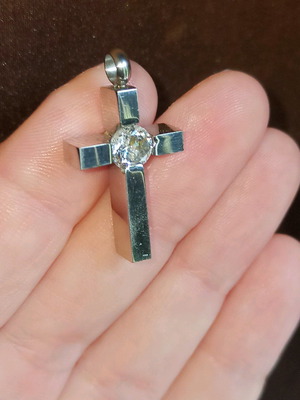 Cross made of surgical steel like new with stone