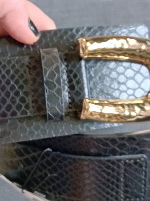 Wide women's belt with gold buckle and snake print Mango new