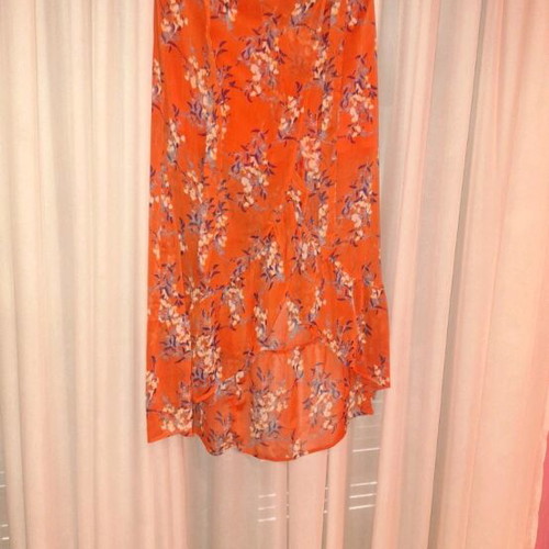 Semi-transparent wrap skirt like new, red orange, size S