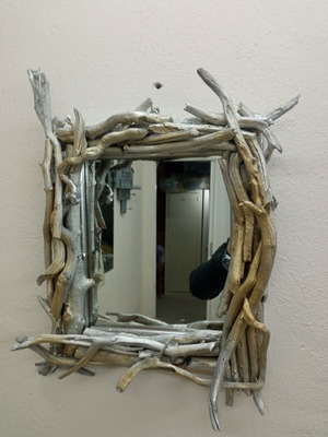 Mirror with driftwood frame new, 35x35 cm
