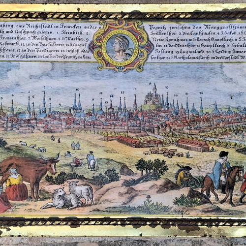 Μεταλλικό κουτί Cracovia σαν καινούργιο με ιστορική λιθογραφία 18ου αιώνα