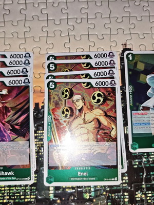 One Piece Odyssey playset with Mihawk, Enel, Lim cards